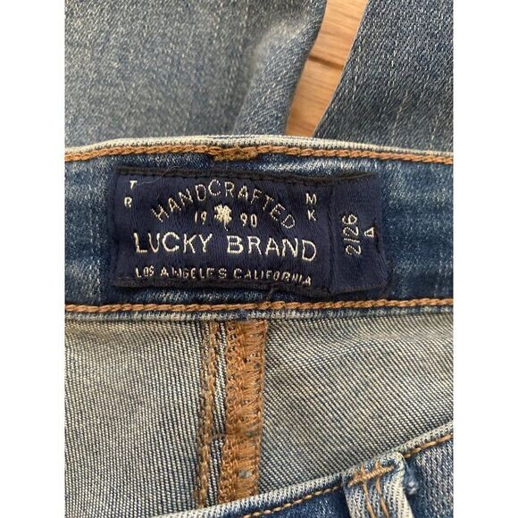 Lucky Brand Bridgette Skinny Womens mid-rise distressed frayed hem jeans sz 2/26 - Picture 6 of 11